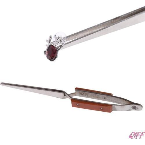 Straight Curved Tip Selflock Tweezer Cross Locking Jeweler Jewelry Making Tool