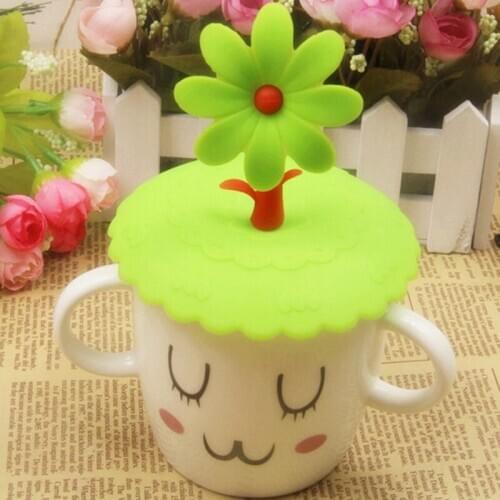 Cute Anti-dust Silicone Drink Cup Cover Coffee Tea Suction Seal Lid Cap Silicone Airtight Novelty cup Covers