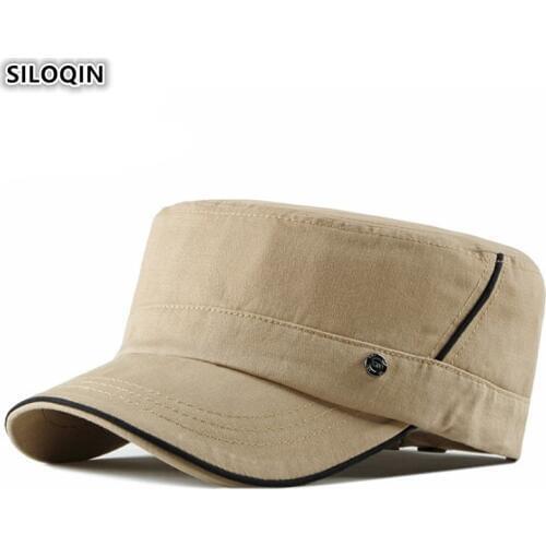 SILOQIN Snapback Cap Adult Mens Cotton Military Hats Navy Hat 2020 New Men Flat Cap Adjustable Size Fashion Brands Tongue Caps