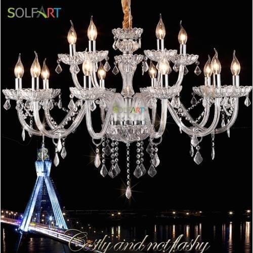 SOLFART chandelier lighting for dining room lustres glass arm LED crystal hanging chandeliers lighting 4 color 6 lights 8001