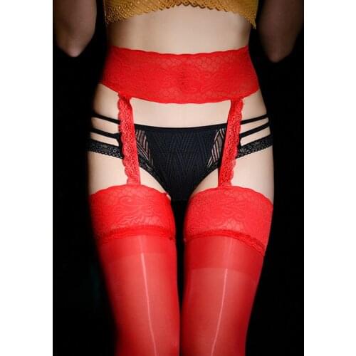 Vintage 8D Lace Top Oil Shiny Sexy Tights For Women Hot Crotchless Pantyhose Erotic Lingerie Wedding Garter Belt Stockings Set