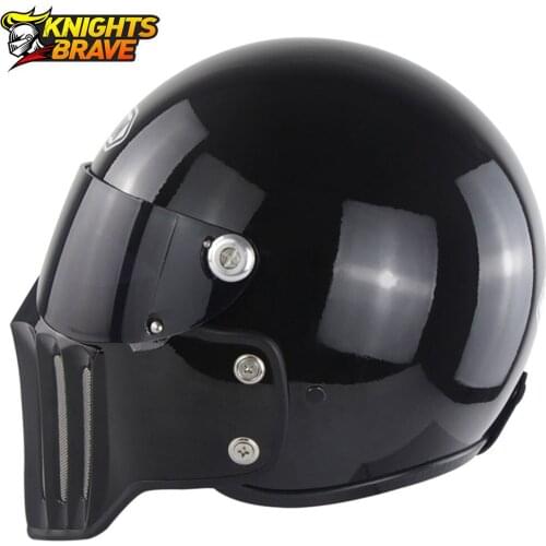 Vintage Motorcycle Helmet Full Face Black Cafe Racer Helmets Knight Chopper Casco Moto Fiberglass Capacetes Helmet Motorcycle