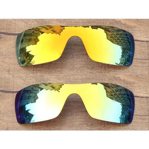 Vonxyz 2 Pieces Ruby Mirror & 24K Mirror Polycarbonate Replacement Lenses for-Oakley Batwolf Frame