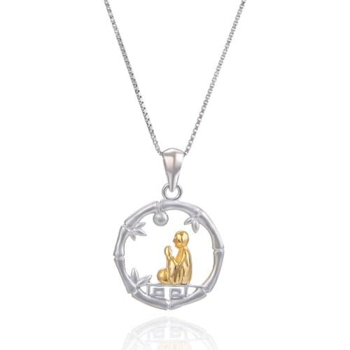 YJ00986 New Fashion S925 Silver Buddhist Necklace Female Meditation Electroplated Gold Pendant Peaceful Buddhist Jewelry