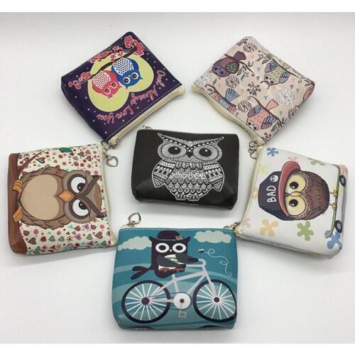 M101 Printing Women Purses Cute Owl Series Ride A Wear A Hat Get Angry Takeoff Zero Purse Coin Bag