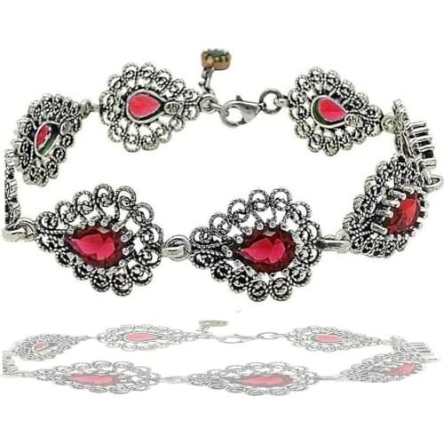 Midyat Silver Lal Cubic Zirconia Women Bracelet
