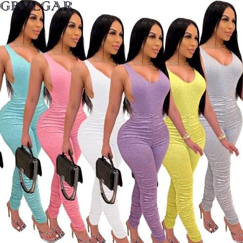 Women Tracksuits Sleeveless Tank Top And Long Pleated Pants Female Lady Two Pieces Set Outfit Skinny Elastic Casual Outdoor Wear