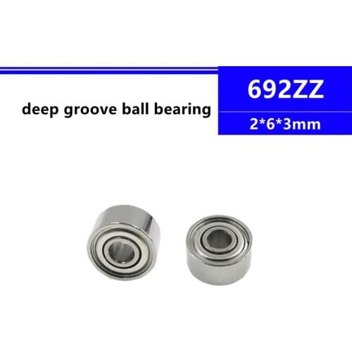 100pcs 692ZZ deep groove ball bearing 2x6x3 mm miniature ball bearing 2*6*3 mm 692-2Z 692Z 692