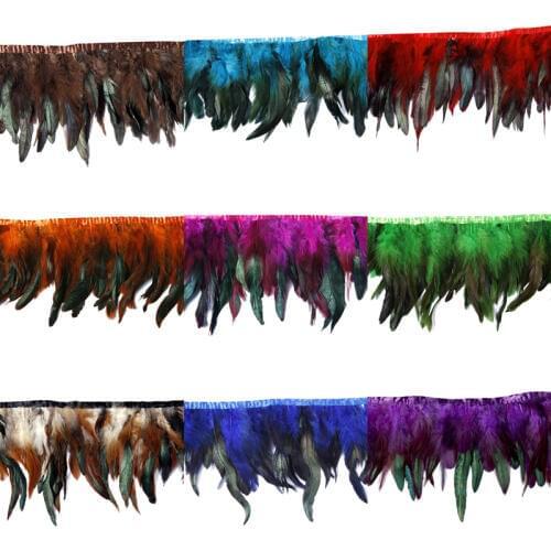 2Meters Natural Chicken Rooster Feather Trim Fringe Pheasant Feathers for Crafts Ribbon Dress Wedding Feathers Decoration Plumes