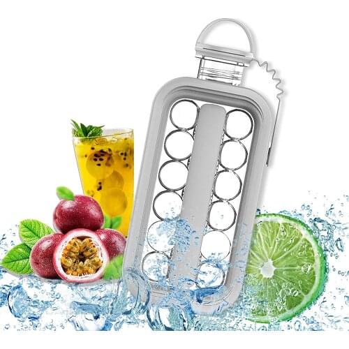 2 In 1 Ice Cube Maker Water Bottle Ice Ball Making Mould Bottle Cubic Container Ice Cube Round Tray Mold For Bar Home Kitchen