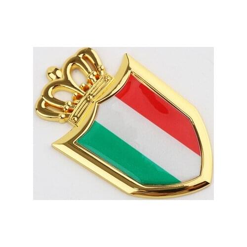 3D Auto Metal Golden Italy Italian Flag Crown Shield Emblems Badge Decal Sticker Automobile Car Accessories