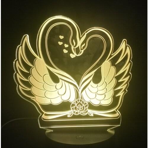 3D Lamp Swan Couples Mutual Affinity Love Atmosphere Table Lamp for Boy Girl Cool Kids Bedroom Decor Manga Cute Cartoon Gift