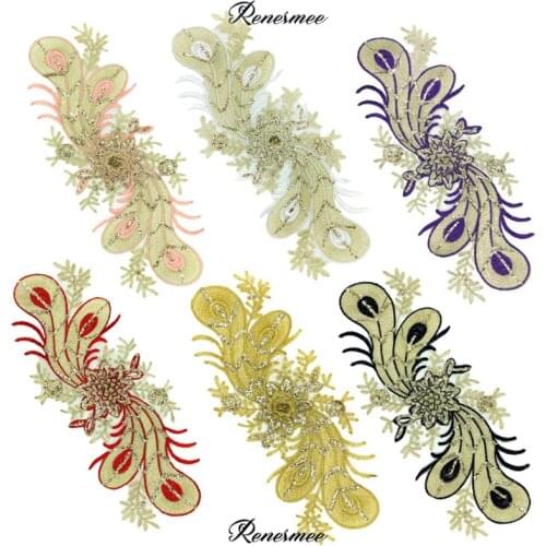 5Pc Glitter 3D floral embroidery cloth stickers dress jacket decoration embroidery iron on patch textile adhesive patch cloth