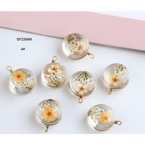 6pc Ball Earrings for Women Fashion Handmade Ear Jewelry Accessories Transparent Crystal Starry Glass Resin Round Eternal Flower