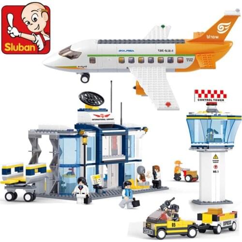 678Pcs City International Airplane Airport Terminal Aviation Model Building Blocks Sets Plane Figures Bricks Kids Toys