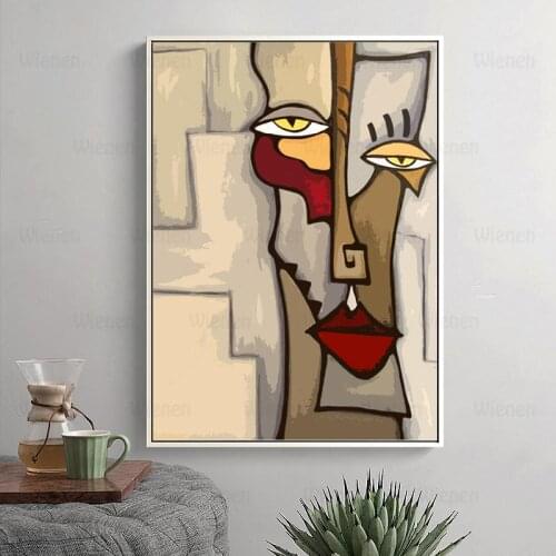 Abstract Figures Poster Picasso Blending In Face Wall Art Canvas Painting for Living Room Home Loft Aisle Decor Picture