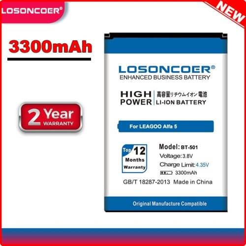 LOSONCOER 3300mAh BT-501 Mobile Phone Battery for LEAGOO Alfa 5 Battery