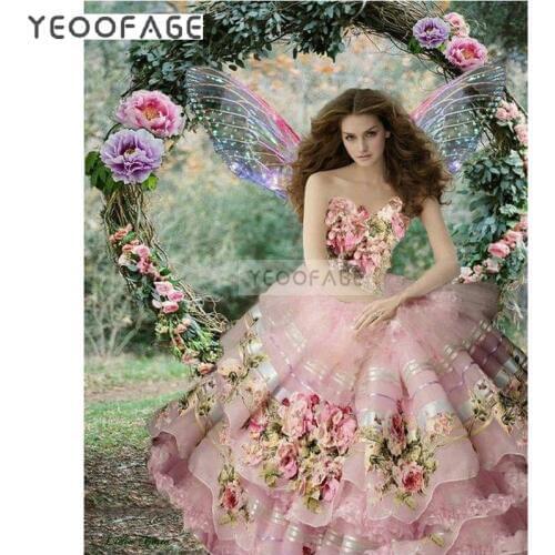 5D DIY Diamond Painting Flowers Crystal Diamond embroidery Cross Stitch Angel bride Needlework Home Decor Garden fairy scenery