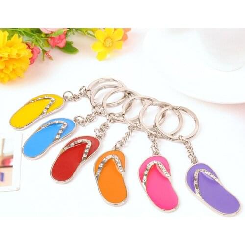 FREE SHIPPING BY DHL 200pcs/lot 2015 New Zinc Alloy Slipper Keychains Metal Flip-Flop Keyrings for Gifts