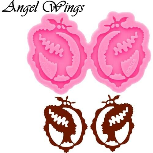 Shiny Resin Woman head Earrings Mould, Silicone Molds, Clay Molds , Epoxy Mold DIY Jewelry, Not sticky DY0788