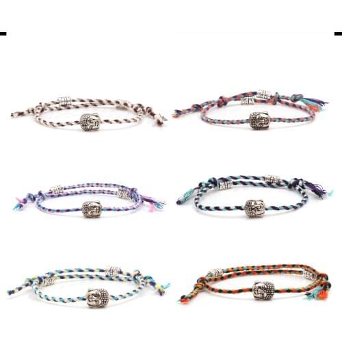 Buddhas Head Beads Handmade Friendship Bracelet Women Men Embroidery Thread Woven Simple Good Luck Protection Jewelry Present