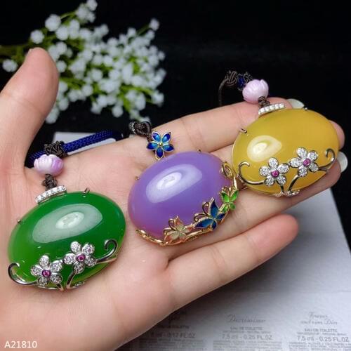 KJJEAXCMY boutique jewels 925 pure silver inlaid jade necklace pendant sweater + Necklace