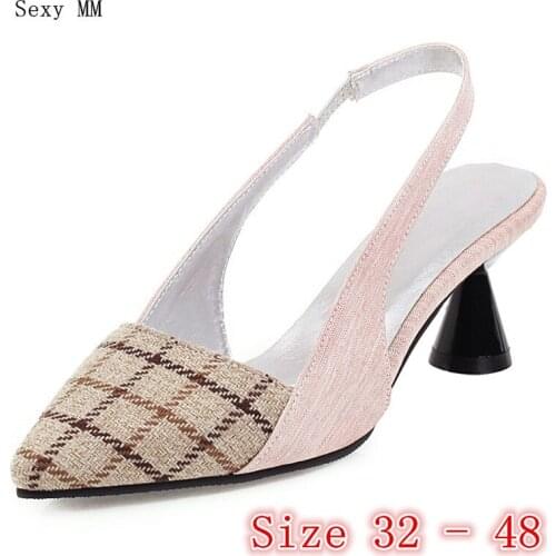 Women High Heels Pumps High Heel Shoes Stiletto Slingbacks Woman Shoes Kitten Heels Plus Size 32 33 - 40 41 42 43 44 45 46 47 48