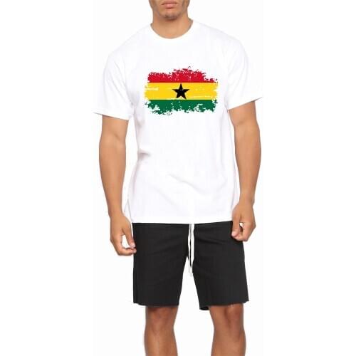 BLWHSA Newest Ghana 3D Flag Men T-shirt Cotton Short Sleeve Tshirt Ghana Flag Nostalgic Style O-Neck Summer Fitness Clothing