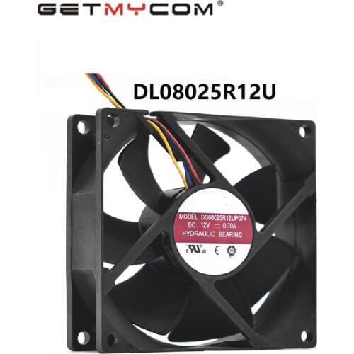 Getmycom Original DL08025R12U 8025 80mm x 80mm x 25mm Hydraulic Bearing PWM Cooler Cooling Fan 12V 0.50A 4Wire 4Pin Connector