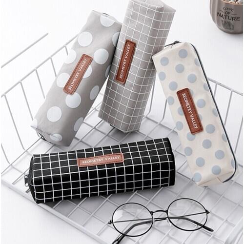 1 Pcs Cute Kawaii Canvas Pencil Case High Capacity Pen Bags Cute Letter Pencil Bags for Girls Gift School Supplies Stationery