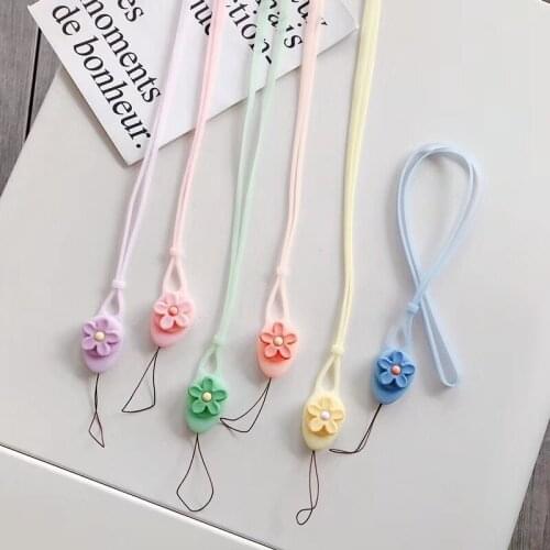 Candy Color Universal Mobile Wristband Elastic Flower Solid Color Mobile Phone Lanyard