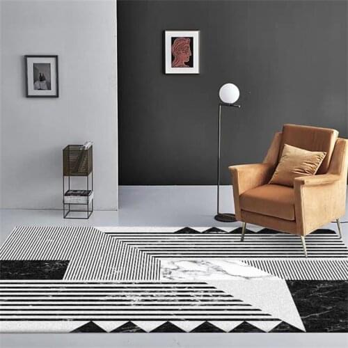 Modern Simple Style Area Rugs Geometric Stripes Stitching Bedroom Living Room Sofa Anti-Slip Floor Mat Kitchen Hallway Carpets