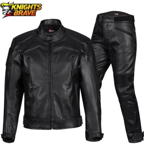 Retro Leather Motorcycle Jacket Men Motocross Jacket Chaqueta Moto Moto Racing Riding Jacket Waterproof Protective Gear Black