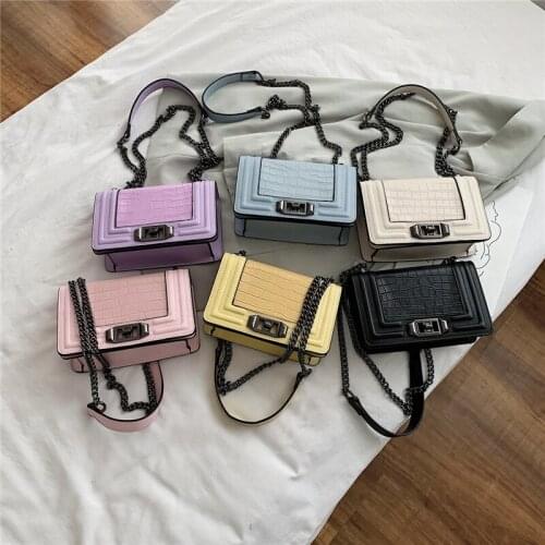 Shoulder Bag Small Crossbody Bags for Women 2021 Luxury Fashion Alligator High Quality PU Leather Chain Bag Designer New Black