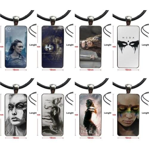 Heda Lexa The 100 For Women Fashion Jewelry Fashion Glass Cabochon Pendant Necklace Women Steel Color Choker Rectangle Necklace