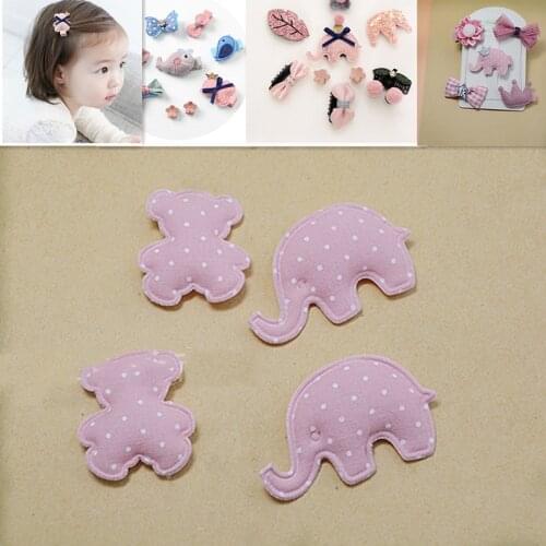 20pcs/lot point Elephants and bears with point Appliques Padded Patches for Clothes Stickers DIY Hair Clips
