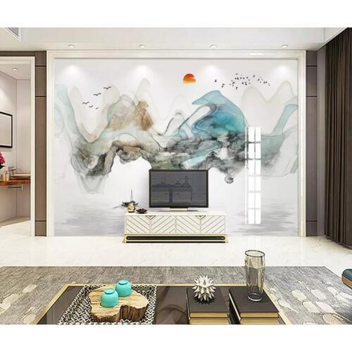 Custom wall painting wallpaper modern abstract ink landscape art smoke cloud mural bedroom living room sofa TV photo wallpaper 3