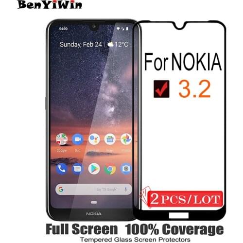 2PCS Original Full Cover Screen Protector Tempered Glass For Nokia 3.2 On Scratch Proof Protective Case Film For Nokia3.2 Glass