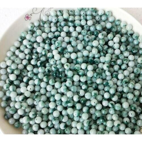 Genuine Myanmar scattered beads float blue natural oil-blue jadeite beads ice-oil ball jadeware diy