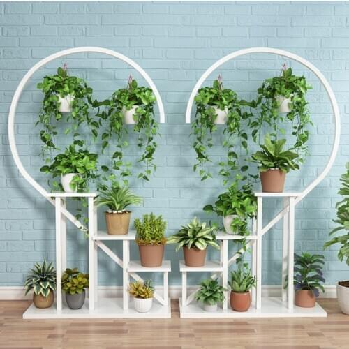 Flower shelf shelf shelf living room indoor heart-shaped floor iron multi-layer balcony multi-functional hanging basket multi fl