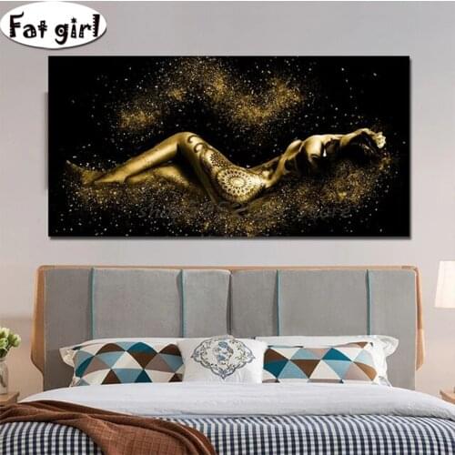 Full square/round 5D DIY Diamond Painting sexy beauty,mosaic Embroidery Golden glitter tattoo Cross Stitch kits rhinestones