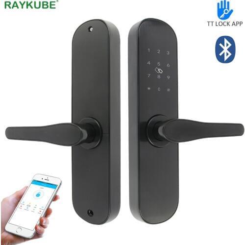 RAYKUBE Electronic Door Lock 13.56Mhz M1 Card Password Bluetooth TT Lock APP Unlock For Hotel / Home / Office R-FG3BT
