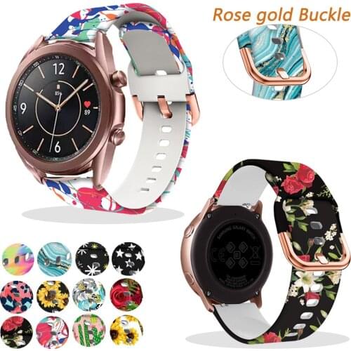 Printed Silicone Strap For Samsung Galaxy watch 3 41mm Galaxy Active2 40 44mm Gear S2 Classic watchband huawei GT2 42mm Bracelet