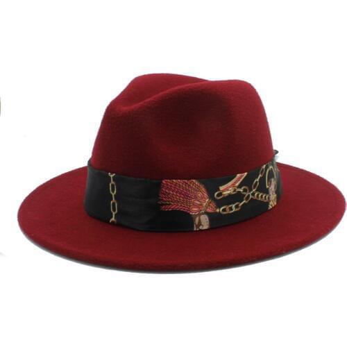 Wool Fedora Hat For Women Men Winter Autumn Wide Brim Lady Jazz Church Feminino Sombrero Caps With Cloche Ribbon Size 56-58CM