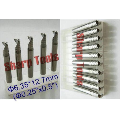Speed! Shank 6.35*12.7MM 1 Flute End Mill Cutter Wood CNC Tools Bit, Carbide End Mill CNC Cutting Tools Set for Acrylic PVC MDF