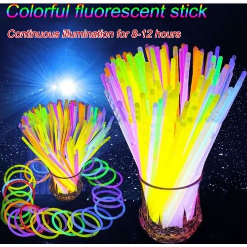 100 Pcs Glow Sticks Bright Colorful Light Stick Party Fluorescent DIY Necklace Bracelet Neon Event Wedding Concert Glow Sticks