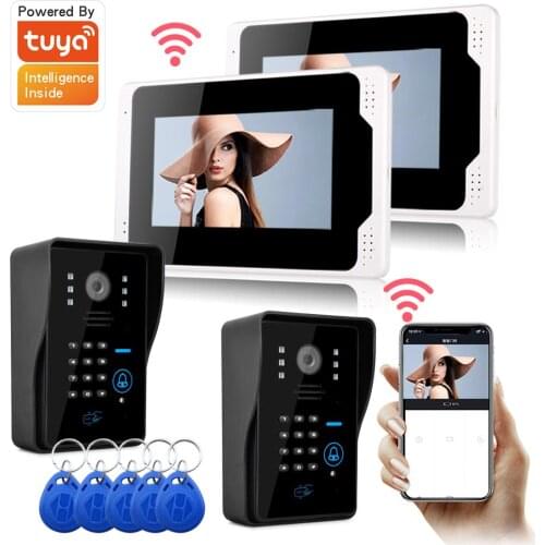 Tuya smart doorbell 7inch WIFI/Wired Video Doorbell Intercom for home with 1080P Camera Night Vision Device RFID Password Unlock