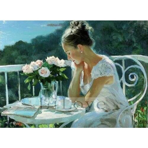 Needlework 5D Diamond Painting Cross Stitch Crystal girl Mosaic Full Diamond Embroidery flowers Rhinestone Decor Painting FZ479