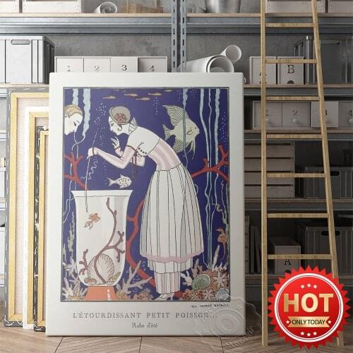 George Barbier Museum Exhibition Poster, L'Etourdissant Petit Poisson Robe Dete Wall Art, Barbier Fashion Figure Illustration