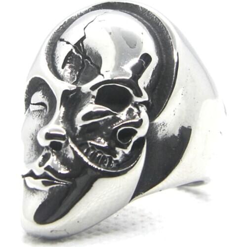 316L Stainless Steel Jewelry US Size 7-13 Polishing Devil Skull Punk Style Men Ring
